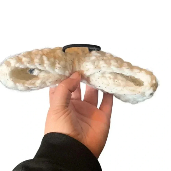 OVERSIZE Crochet Bow Hair Tie White Extra Large Ponytail Coquette Lolita Cottage - Picture 5 of 6